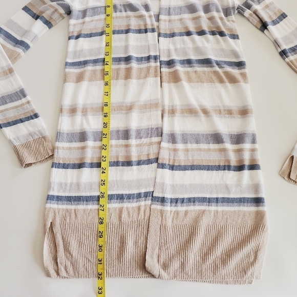 7127 * Nanette Lepore Long Sleeve Open Cardigan White Blue Tan Size XS - Picture 7 of 8